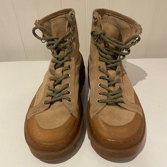 Zara Suede Military/ combat Style boots Beige Size 38 (7.5) - Picture 12 of 14